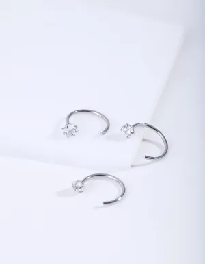 Surgical Steel Crystal Nail Nose Ring Pack