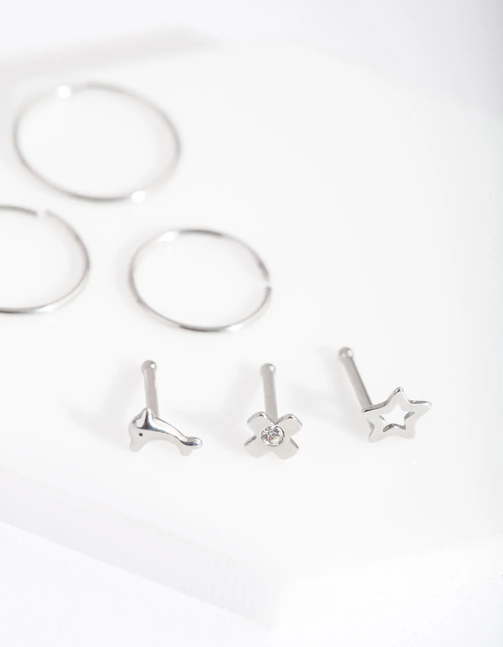 Surgical Steel Dolphin Motif Nose Piercing 6-Pack