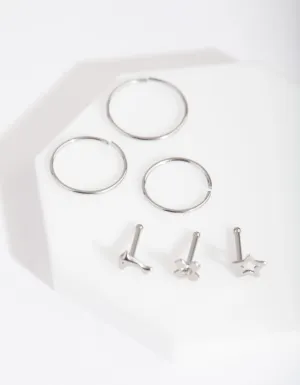 Surgical Steel Dolphin Motif Nose Piercing 6-Pack