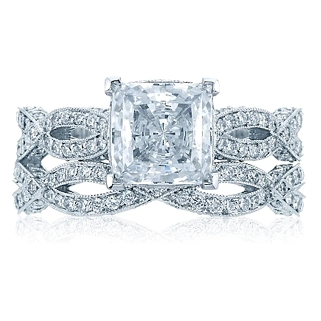 Tacori Pave Ribbon Princess Cut Diamond Engagement Ring