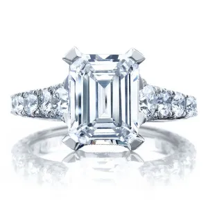 Tacori RoyalT Graduated Prong Set Emerald Cut Diamond Engagement Ring