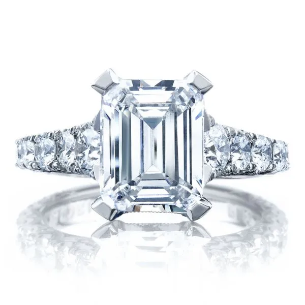 Tacori RoyalT Graduated Prong Set Emerald Cut Diamond Engagement Ring
