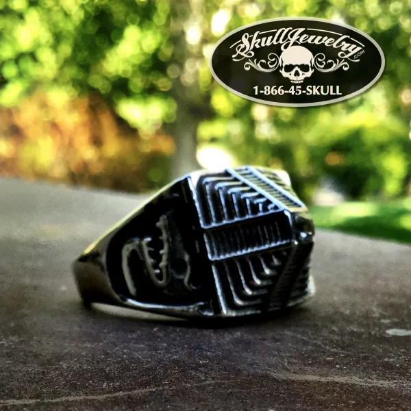 'That's The Way' Snake Temple Stainless Steel Ring w/ CZ (334)
