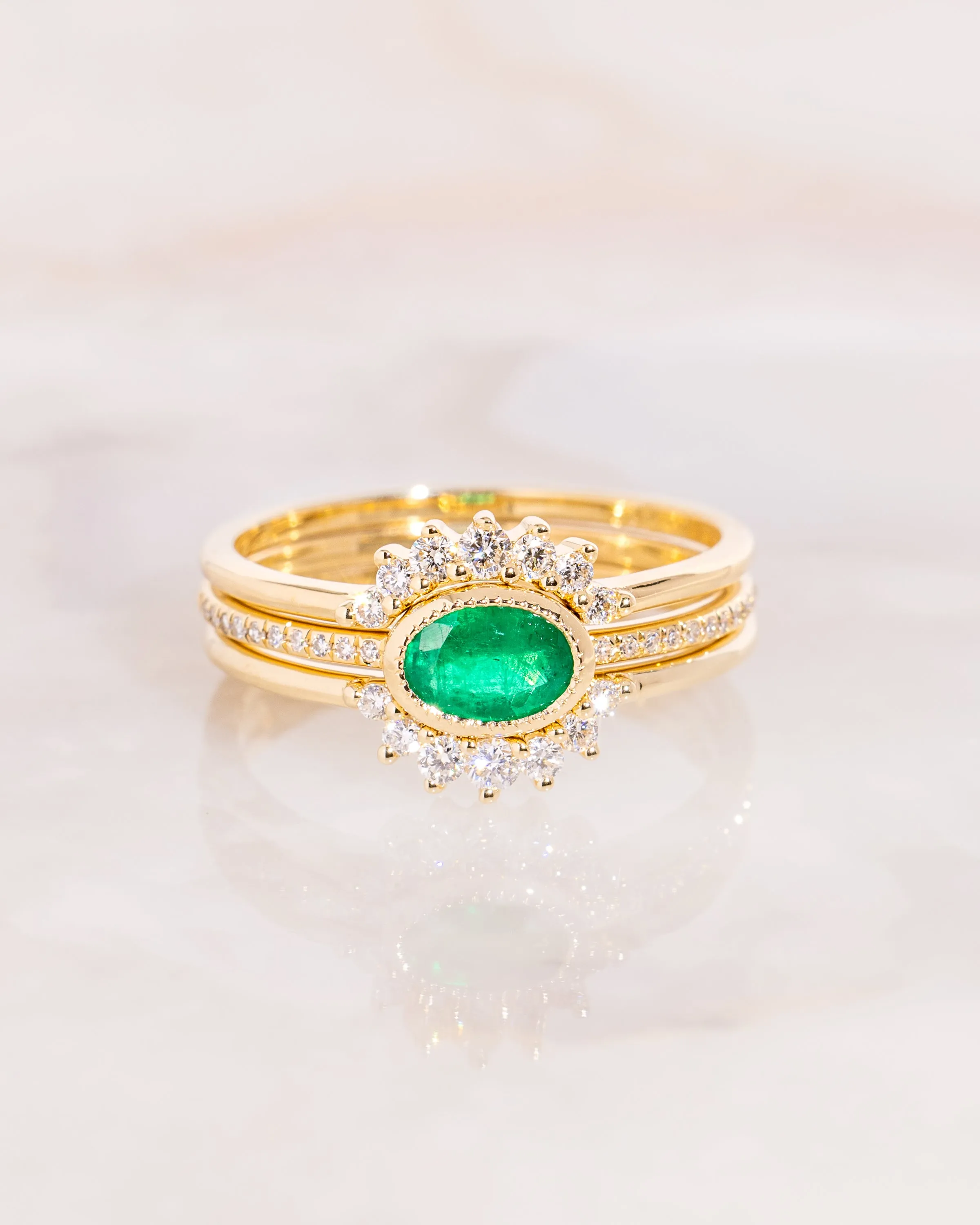 Three-Piece Emerald Ring Set