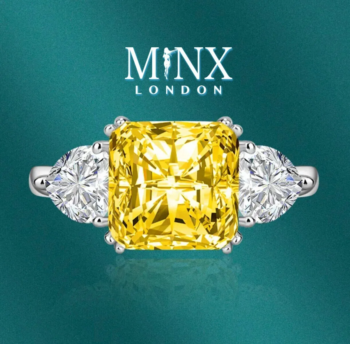 Three Stone Ring | Yellow Diamond Ring | Womens Engagement Ring | Engagement Rings | Womens Rings | Emerald Engagement Ring | Baguette Ring