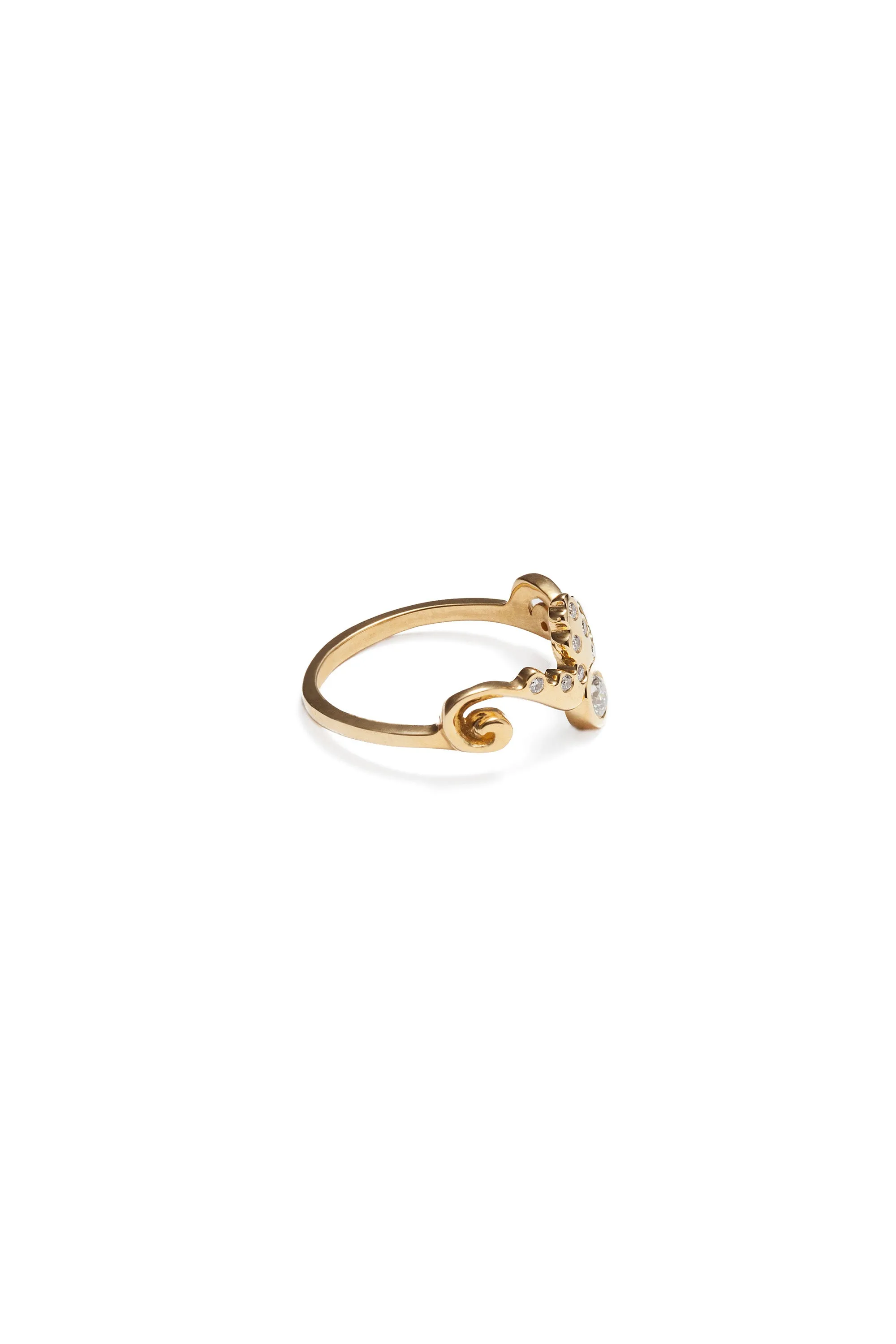 Tiara Ring with Brilliant Cut Diamond and Diamond Melee in 22k Gold