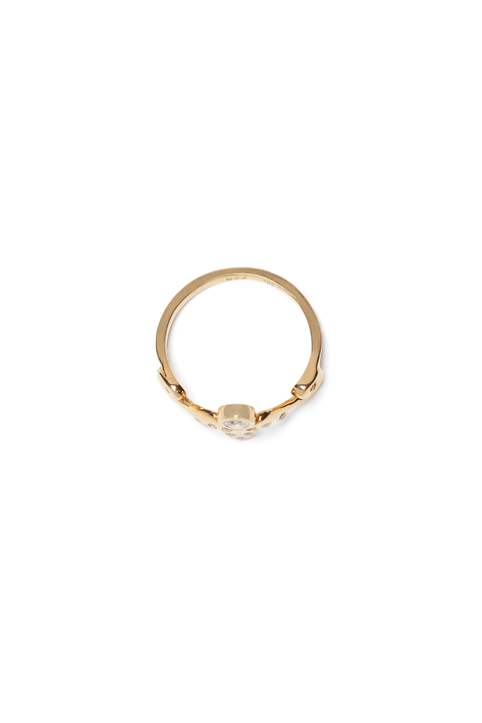 Tiara Ring with Brilliant Cut Diamond and Diamond Melee in 22k Gold