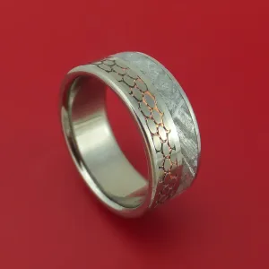 Titanium Ring with Etched Superconductor and Gibeon Meteorite Inlays Custom Made Band