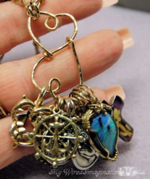 Treasured Hearts Charm Holder Pendant Tutorial, Wire Wrap Jewelry Tutorial
