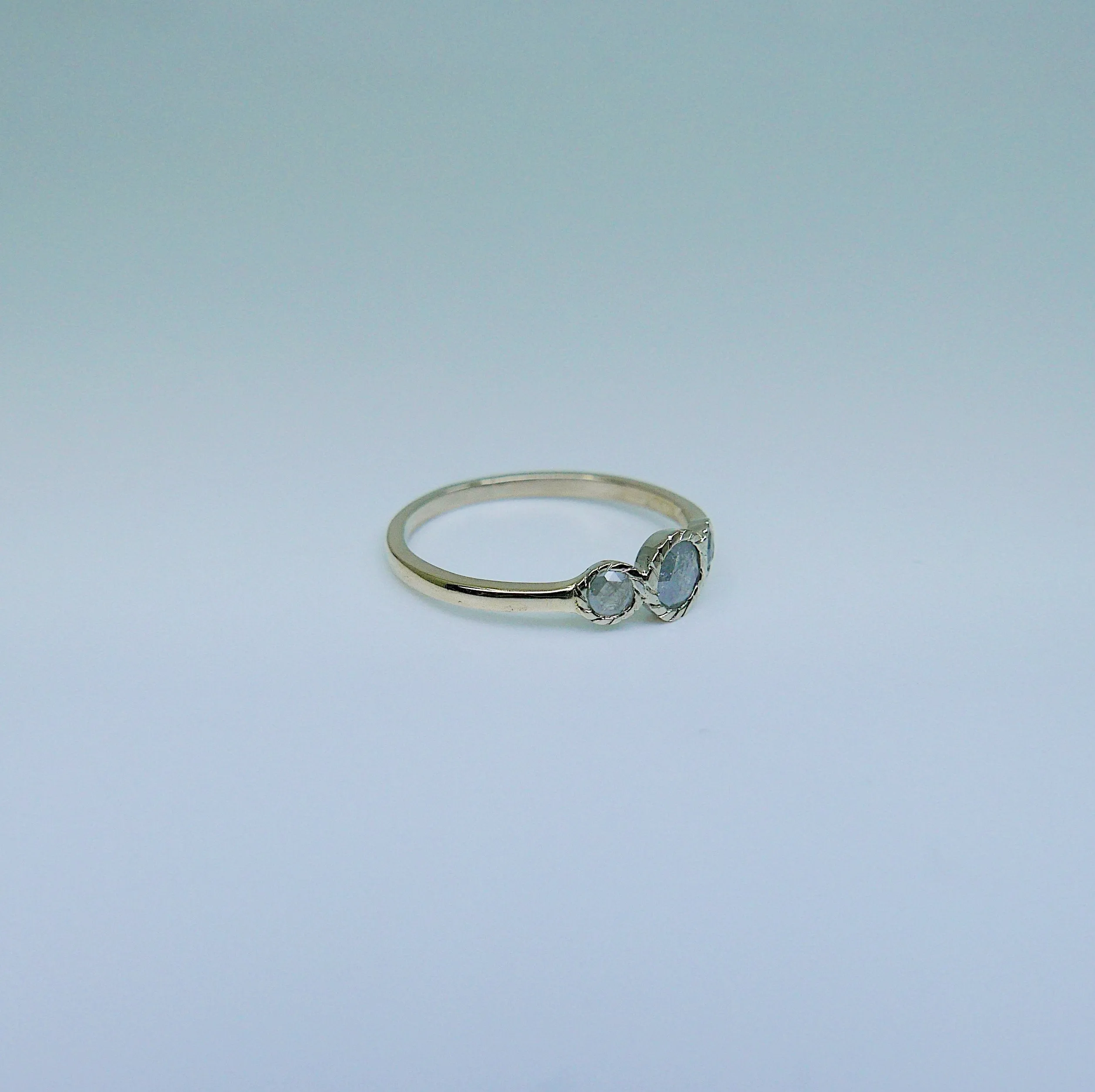 Triple Twist Rustic Two Tone Diamond Ring