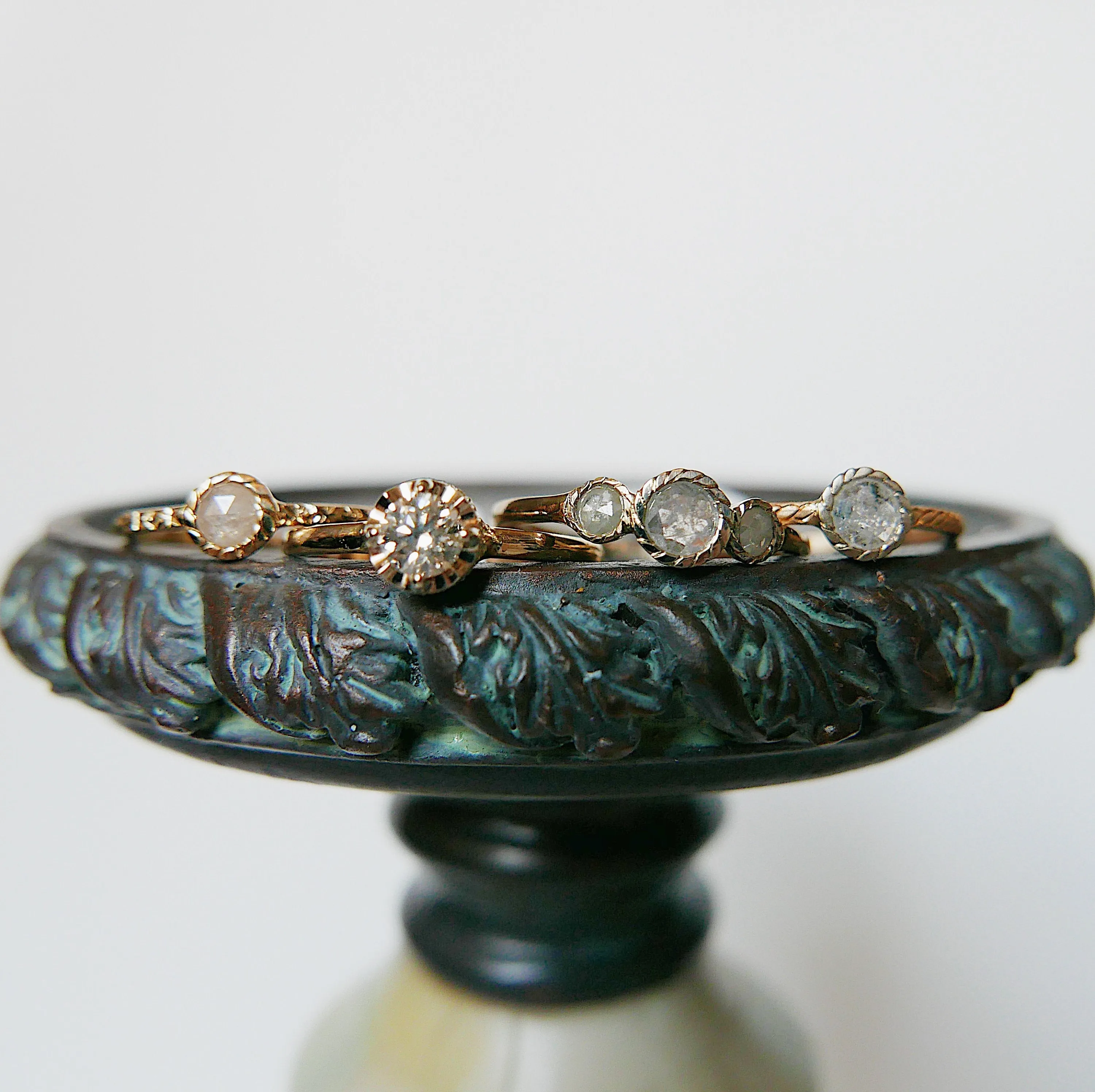 Triple Twist Rustic Two Tone Diamond Ring