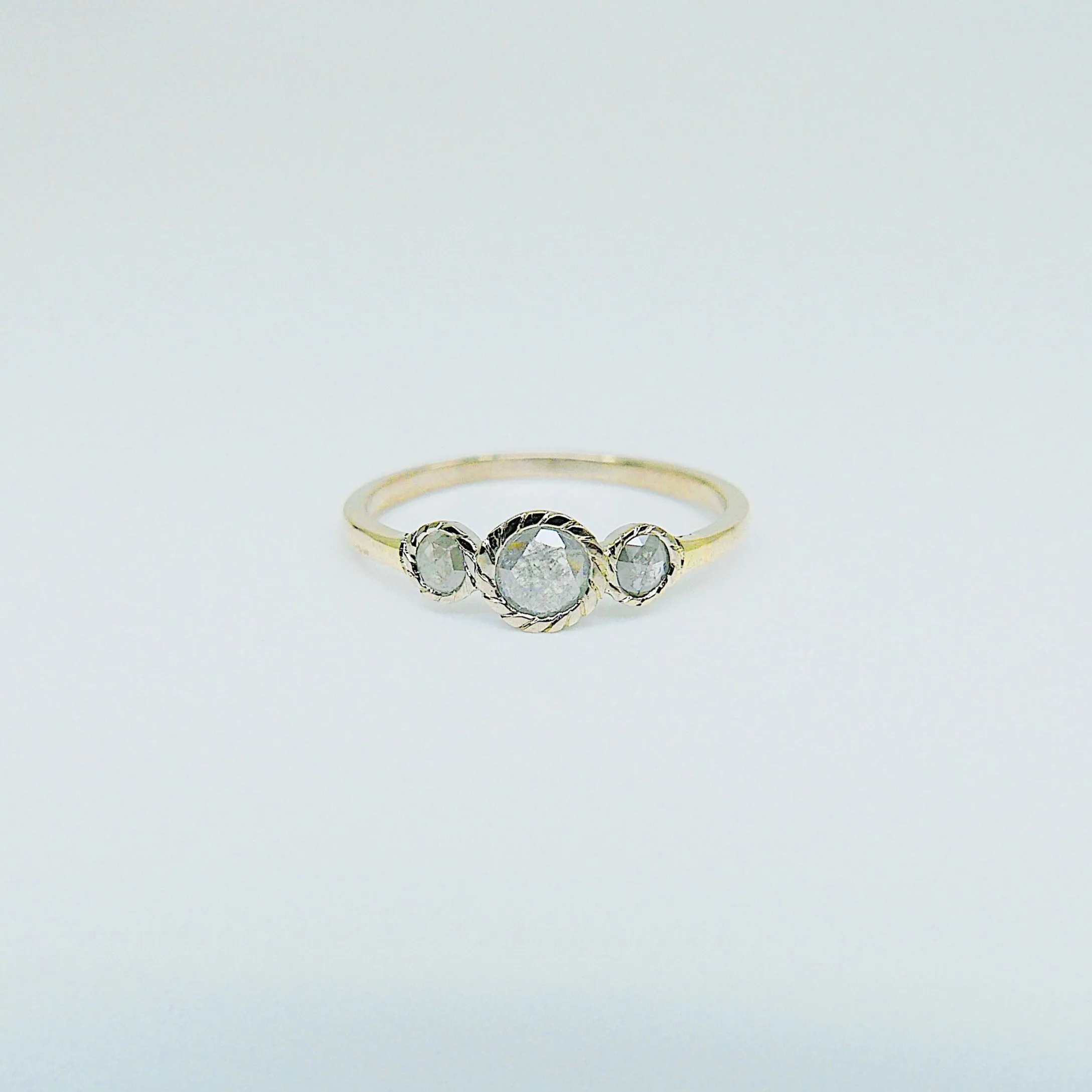 Triple Twist Rustic Two Tone Diamond Ring