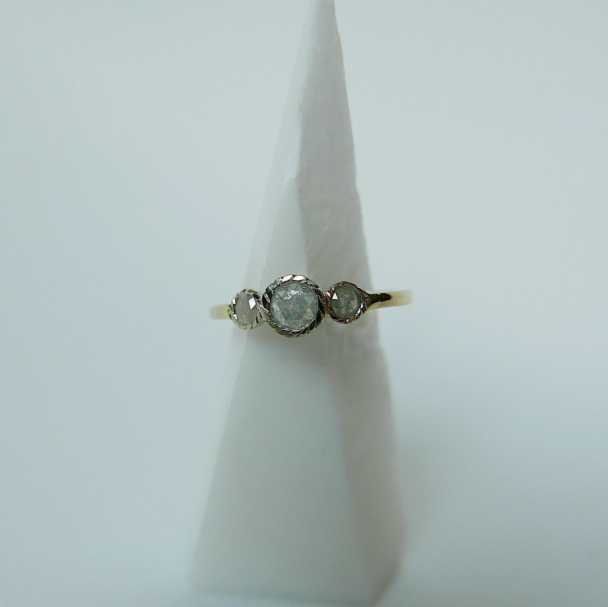 Triple Twist Rustic Two Tone Diamond Ring