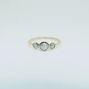 Triple Twist Rustic Two Tone Diamond Ring