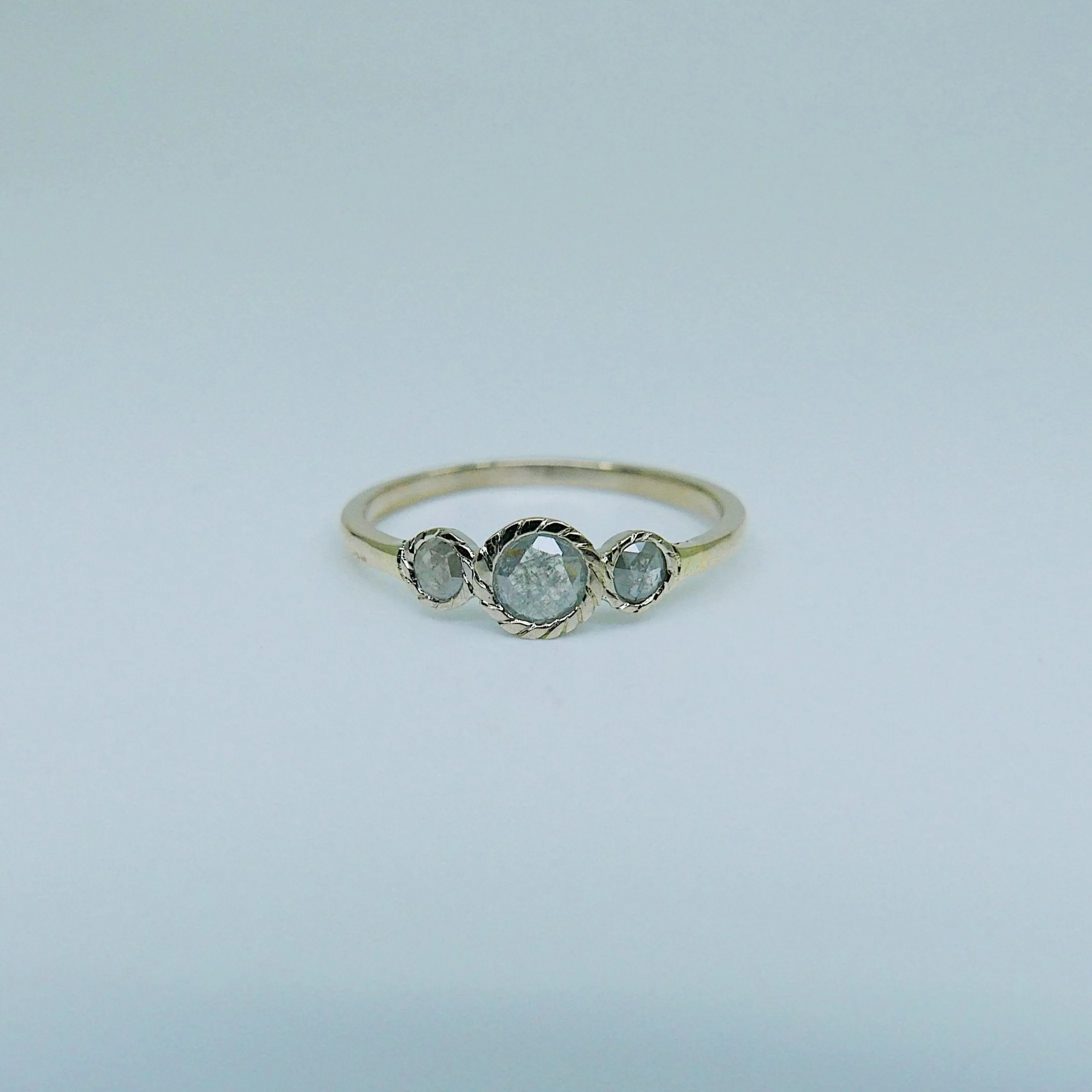 Triple Twist Rustic Two Tone Diamond Ring