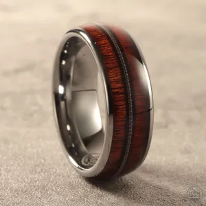 Tungsten Koa Wood Ring (8mm width, Comfort Fit)