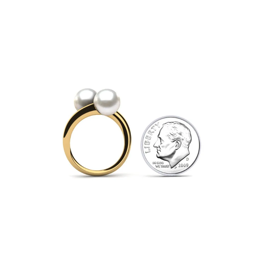 Twin White Pearl Ring