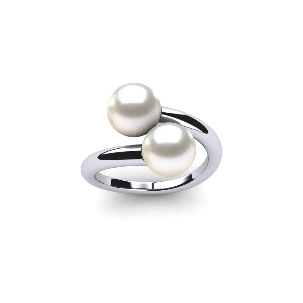 Twin White Pearl Ring