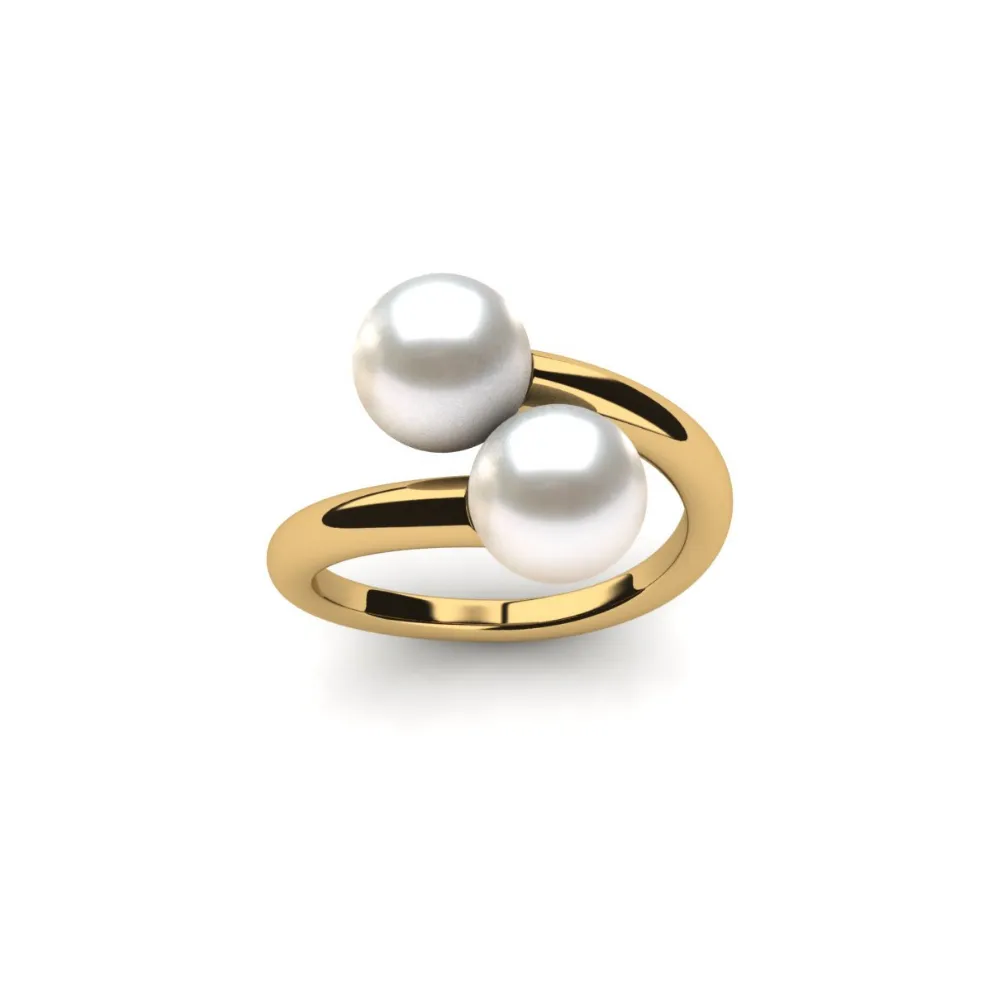 Twin White Pearl Ring
