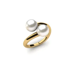 Twin White Pearl Ring