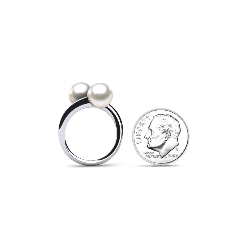 Twin White Pearl Ring