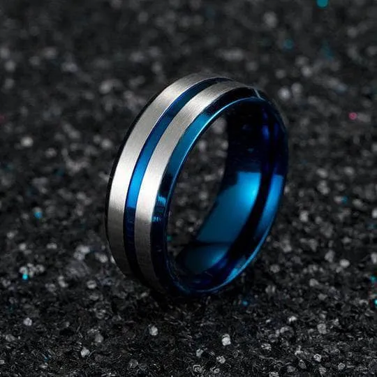 Two Tone Stainless Steel Brushed Plating Men's Wedding Band