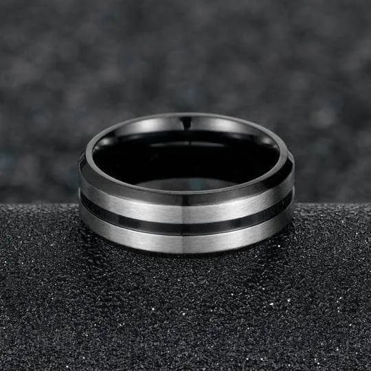 Two Tone Stainless Steel Brushed Plating Men's Wedding Band