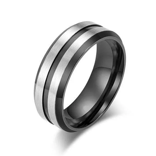 Two Tone Stainless Steel Brushed Plating Men's Wedding Band