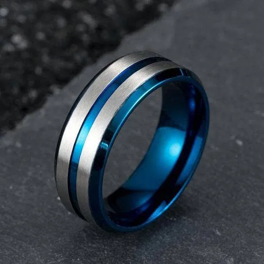 Two Tone Stainless Steel Brushed Plating Men's Wedding Band