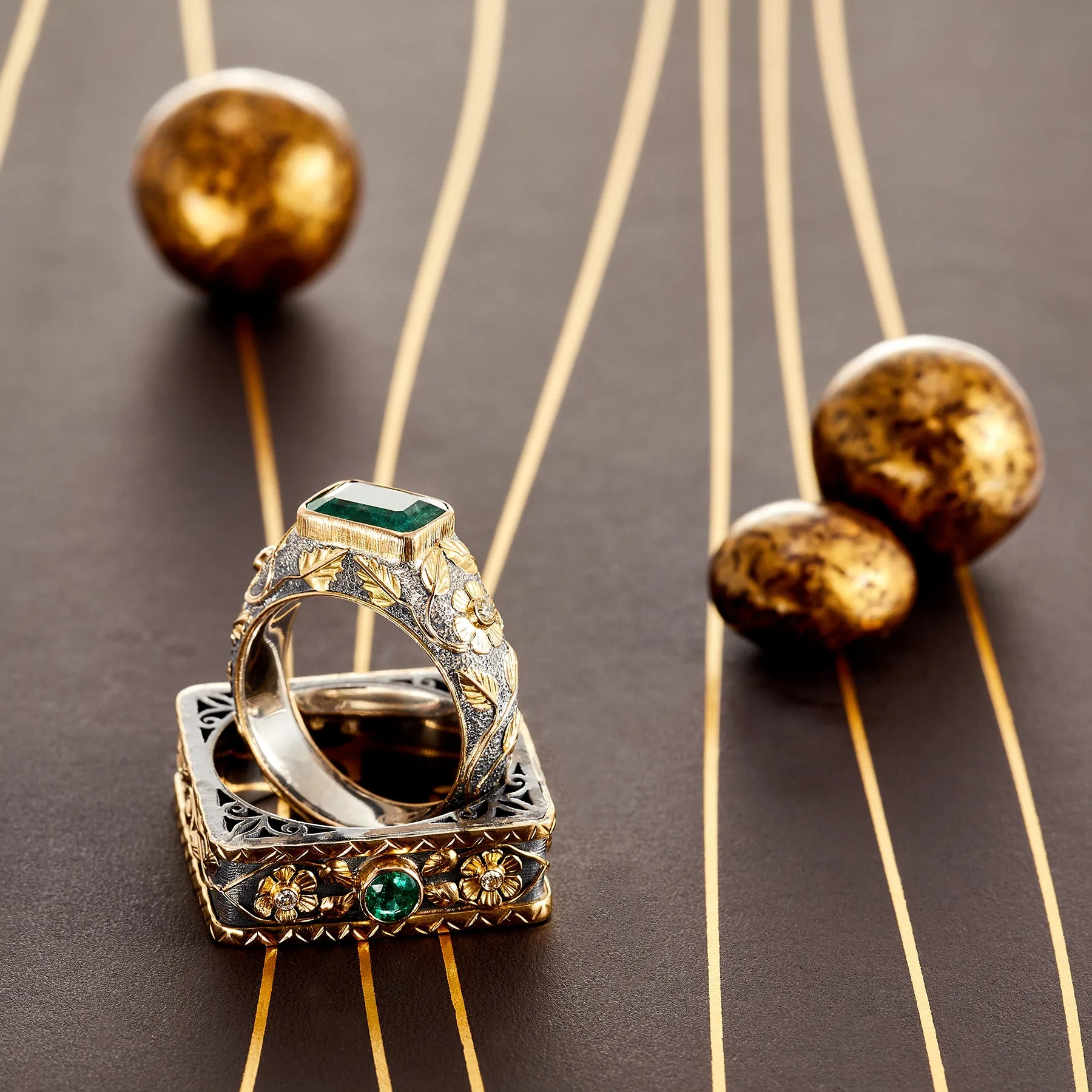 VALLETTA PRIMROSE TENDRIL RECTANGULAR RING