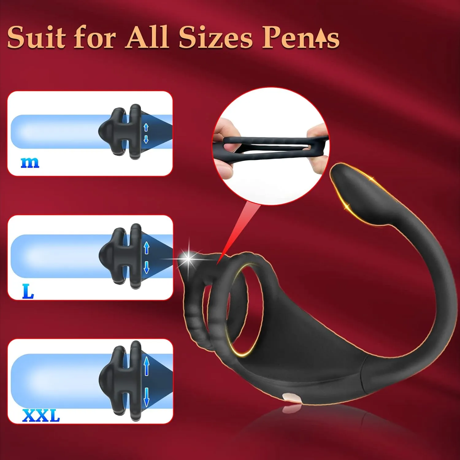 Vibrating Cock Ring Taint Stimulator with Mini Bullet Remote Control 2.5 Inch