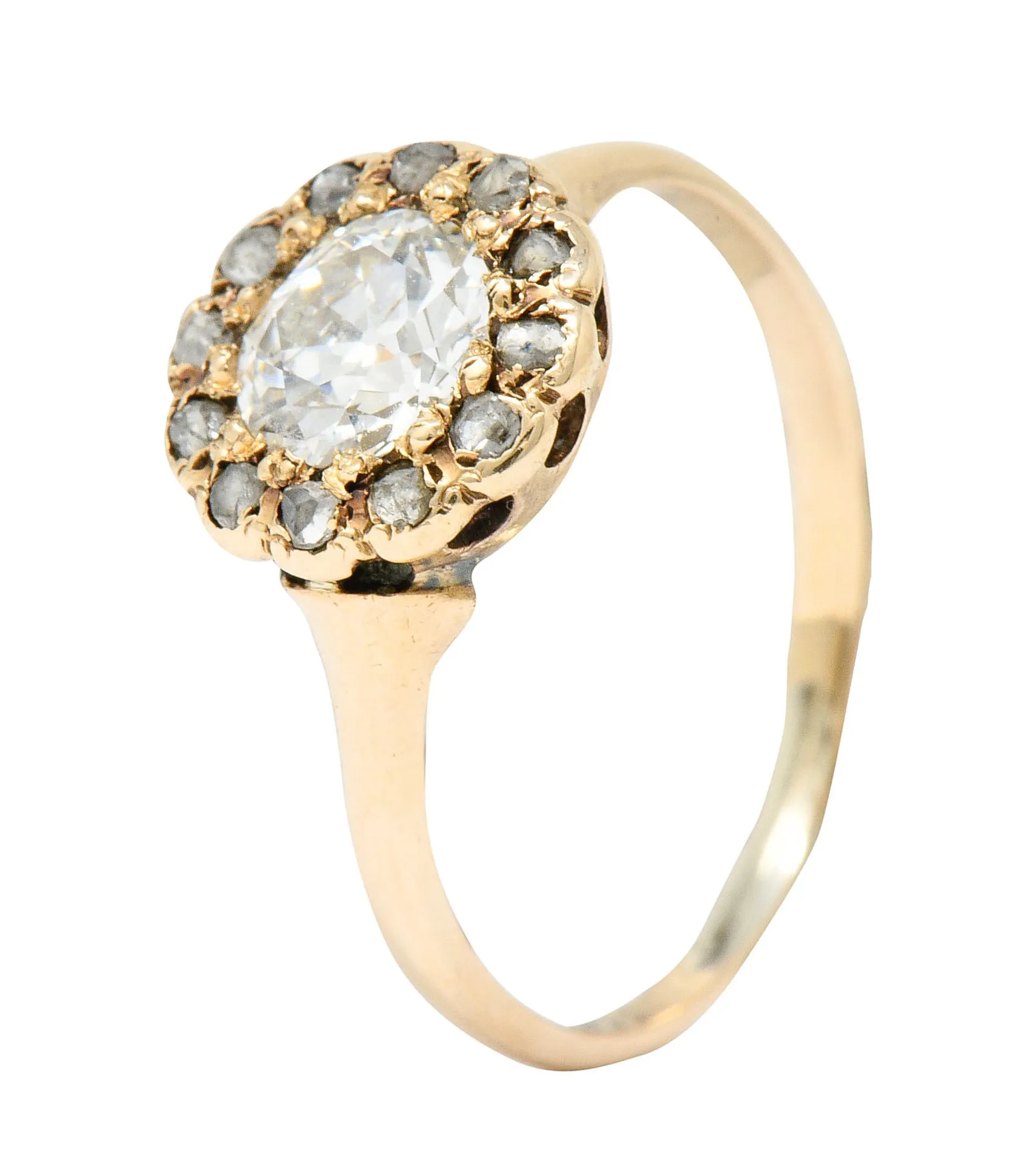 Victorian 0.85 CTW Diamond 14 Karat Gold Cluster Ring Circa 1900