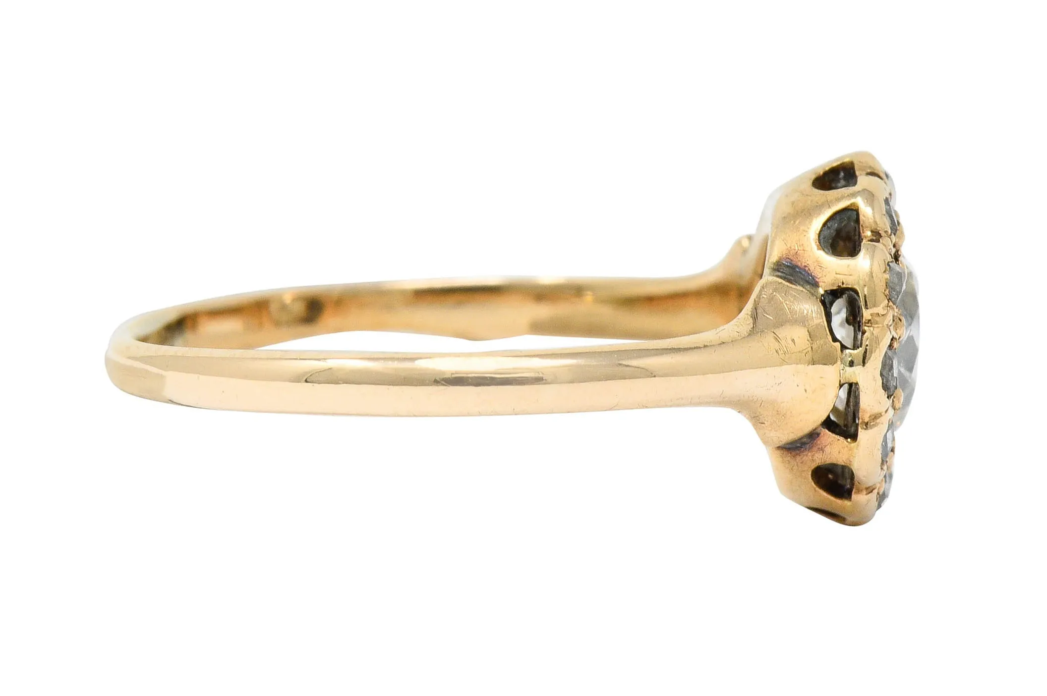 Victorian 0.85 CTW Diamond 14 Karat Gold Cluster Ring Circa 1900