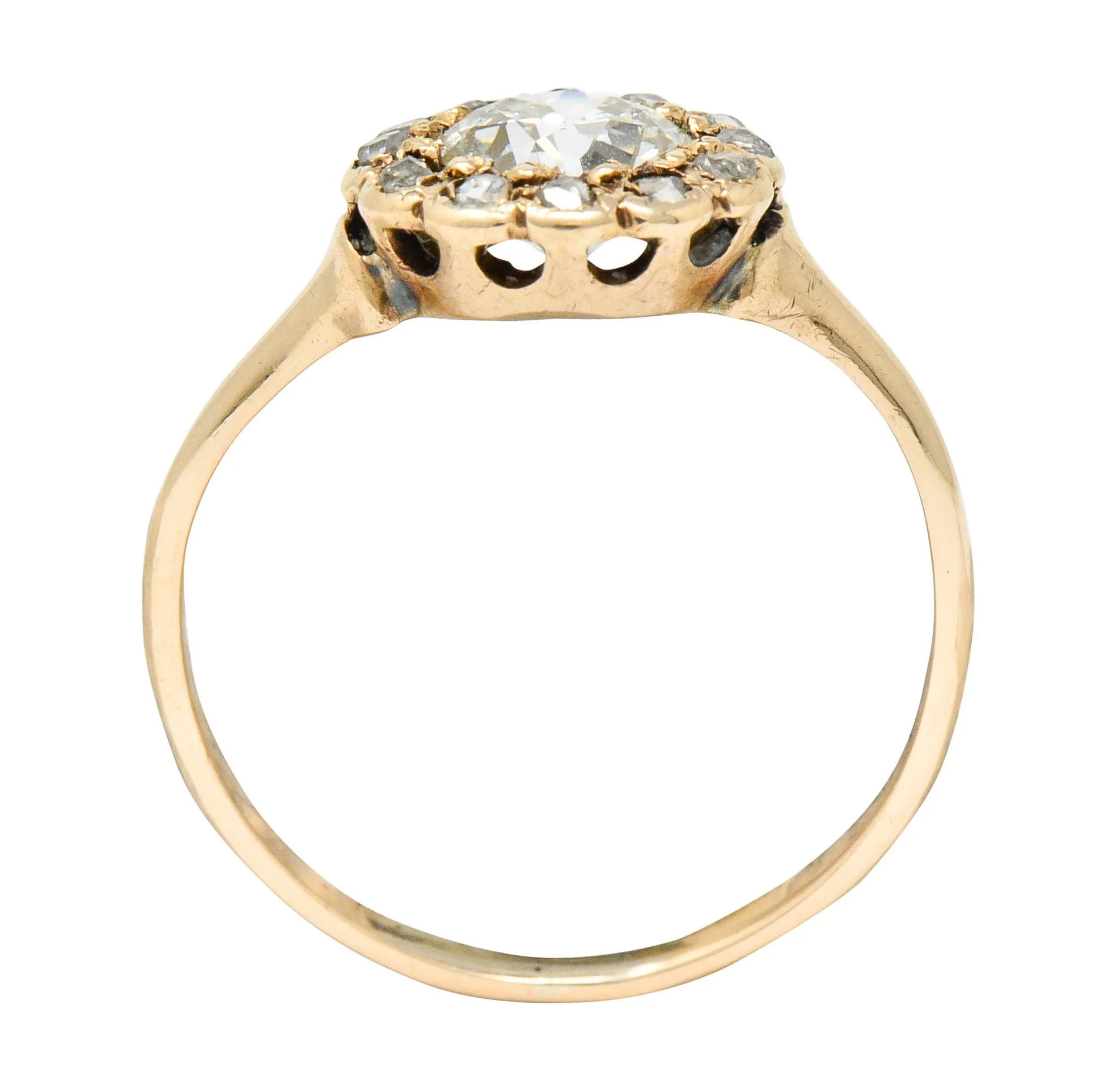 Victorian 0.85 CTW Diamond 14 Karat Gold Cluster Ring Circa 1900