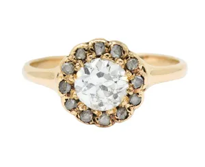 Victorian 0.85 CTW Diamond 14 Karat Gold Cluster Ring Circa 1900