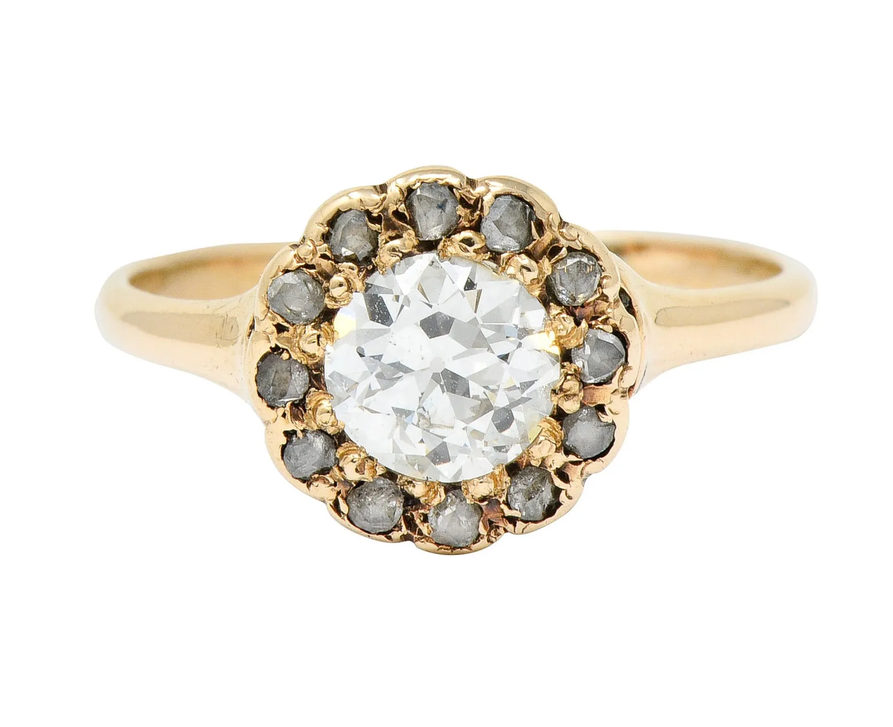 Victorian 0.85 CTW Diamond 14 Karat Gold Cluster Ring Circa 1900