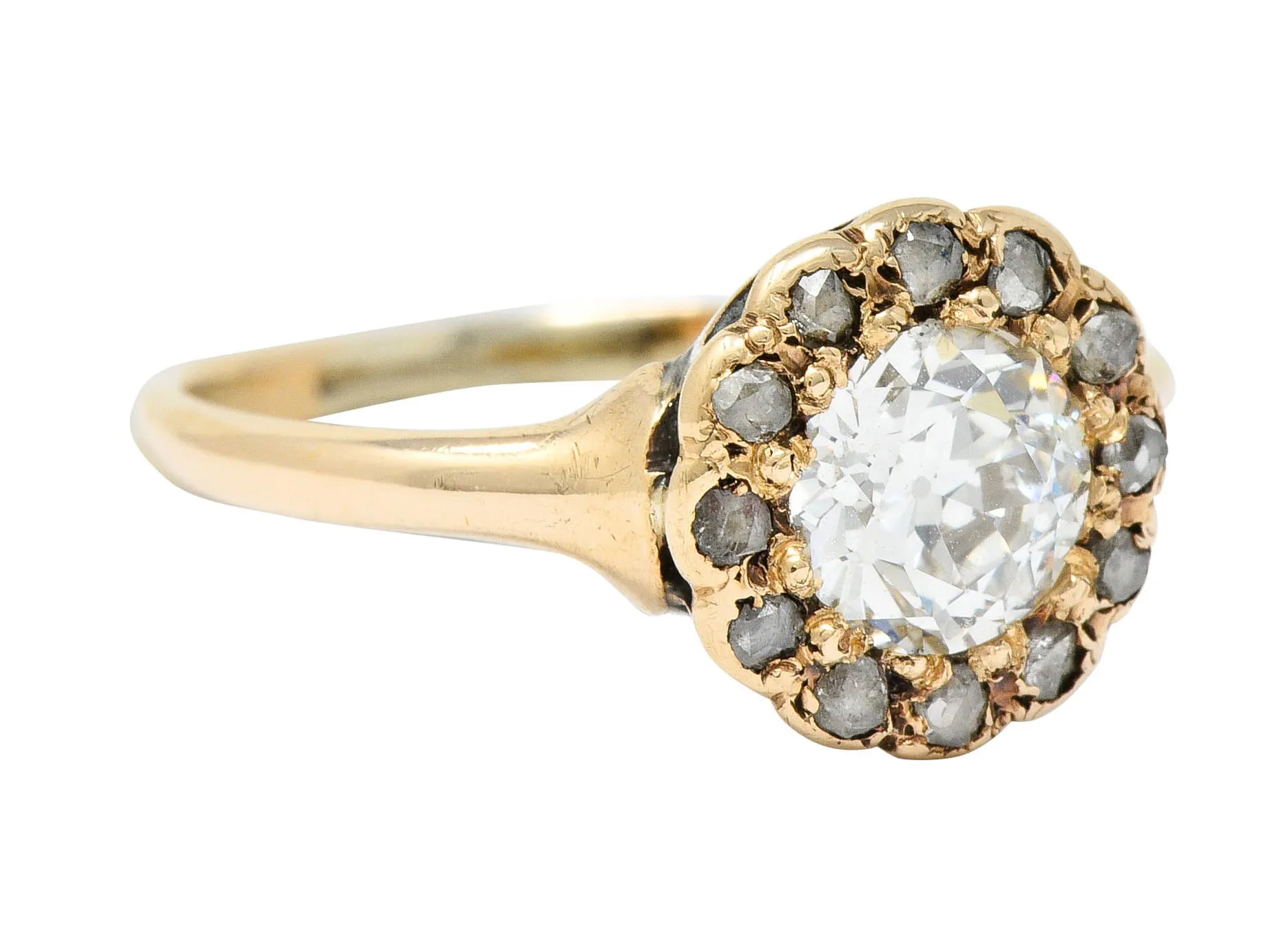 Victorian 0.85 CTW Diamond 14 Karat Gold Cluster Ring Circa 1900