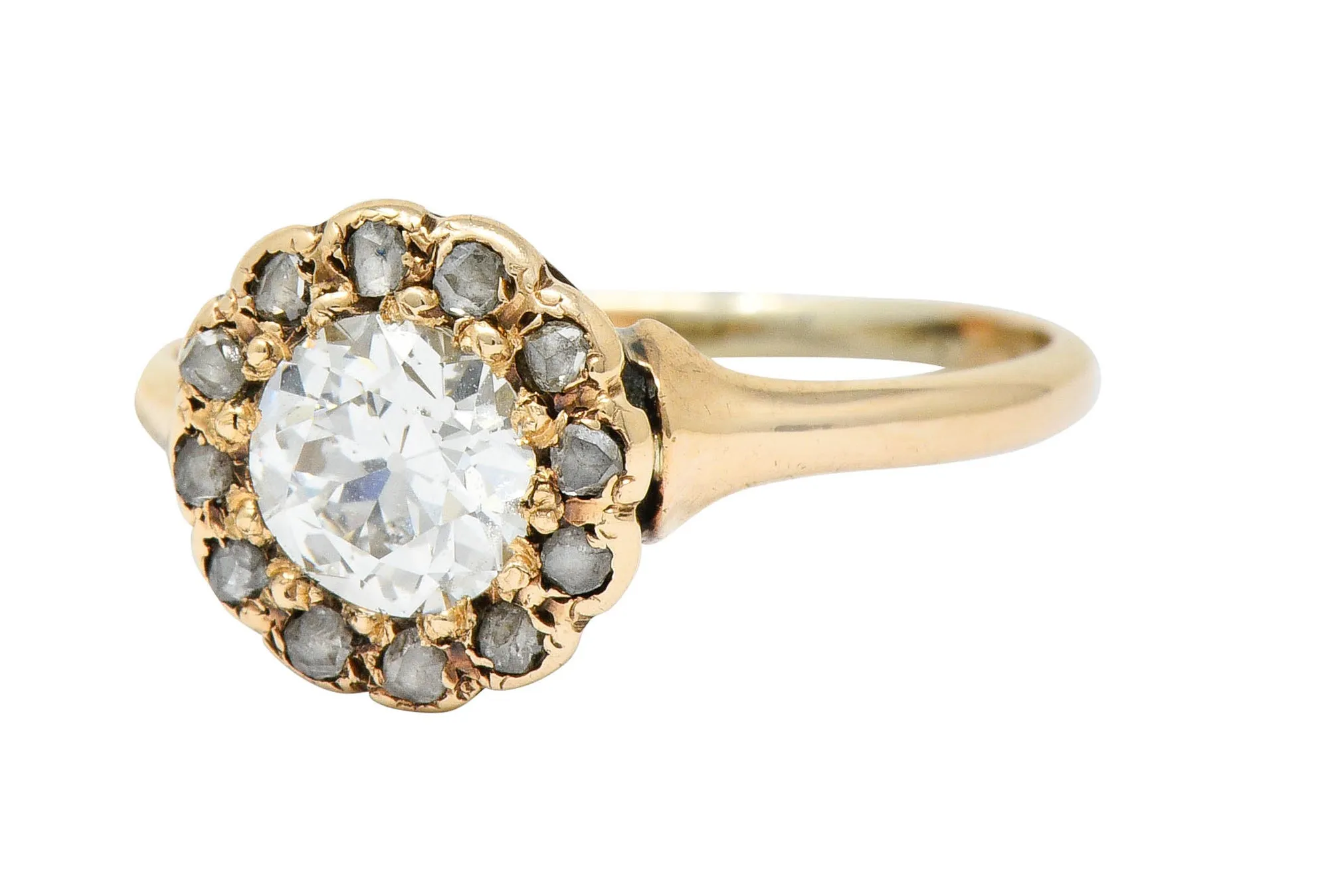 Victorian 0.85 CTW Diamond 14 Karat Gold Cluster Ring Circa 1900