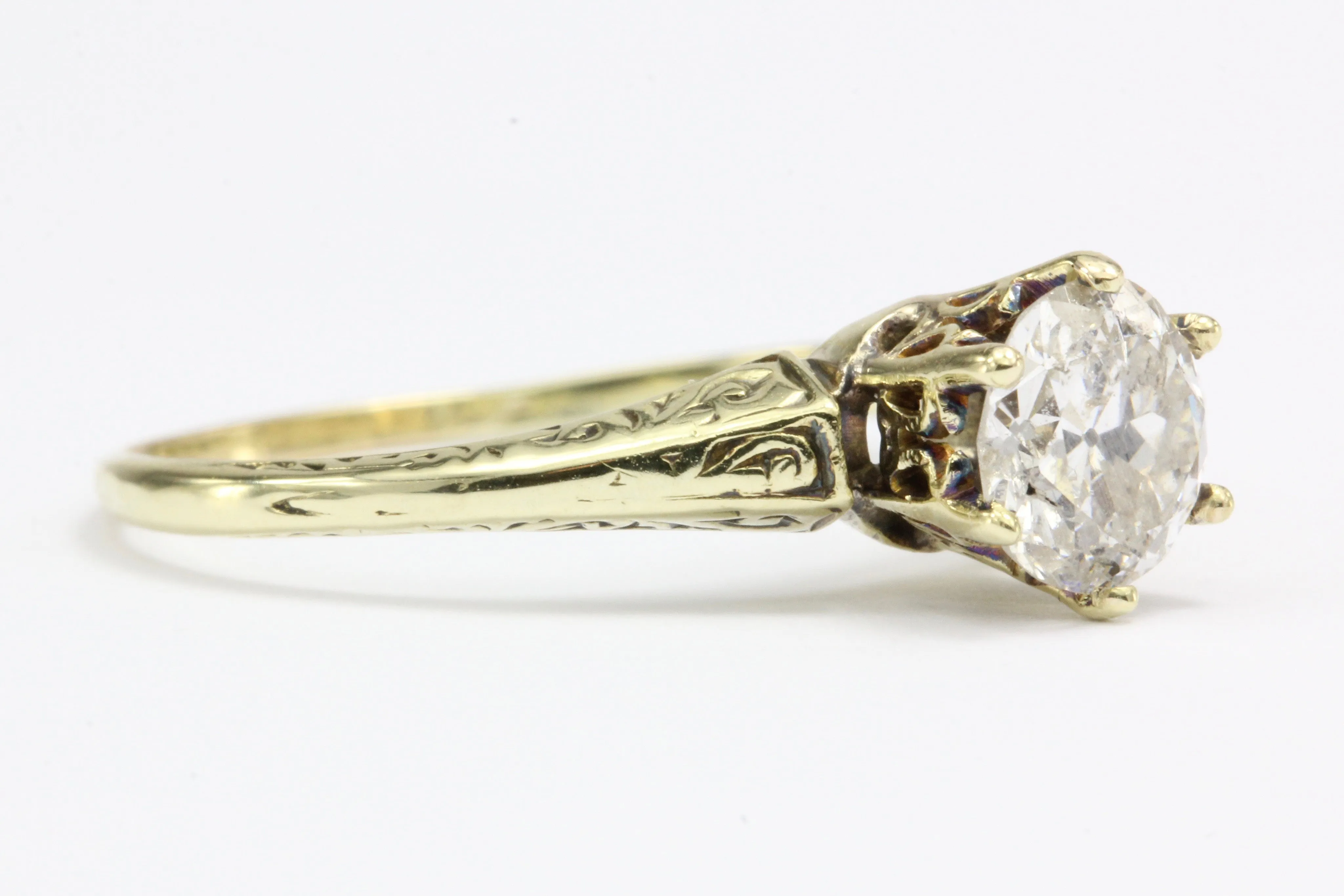 Victorian 14K Gold Old European Cut Diamond Engagement Ring c.1890