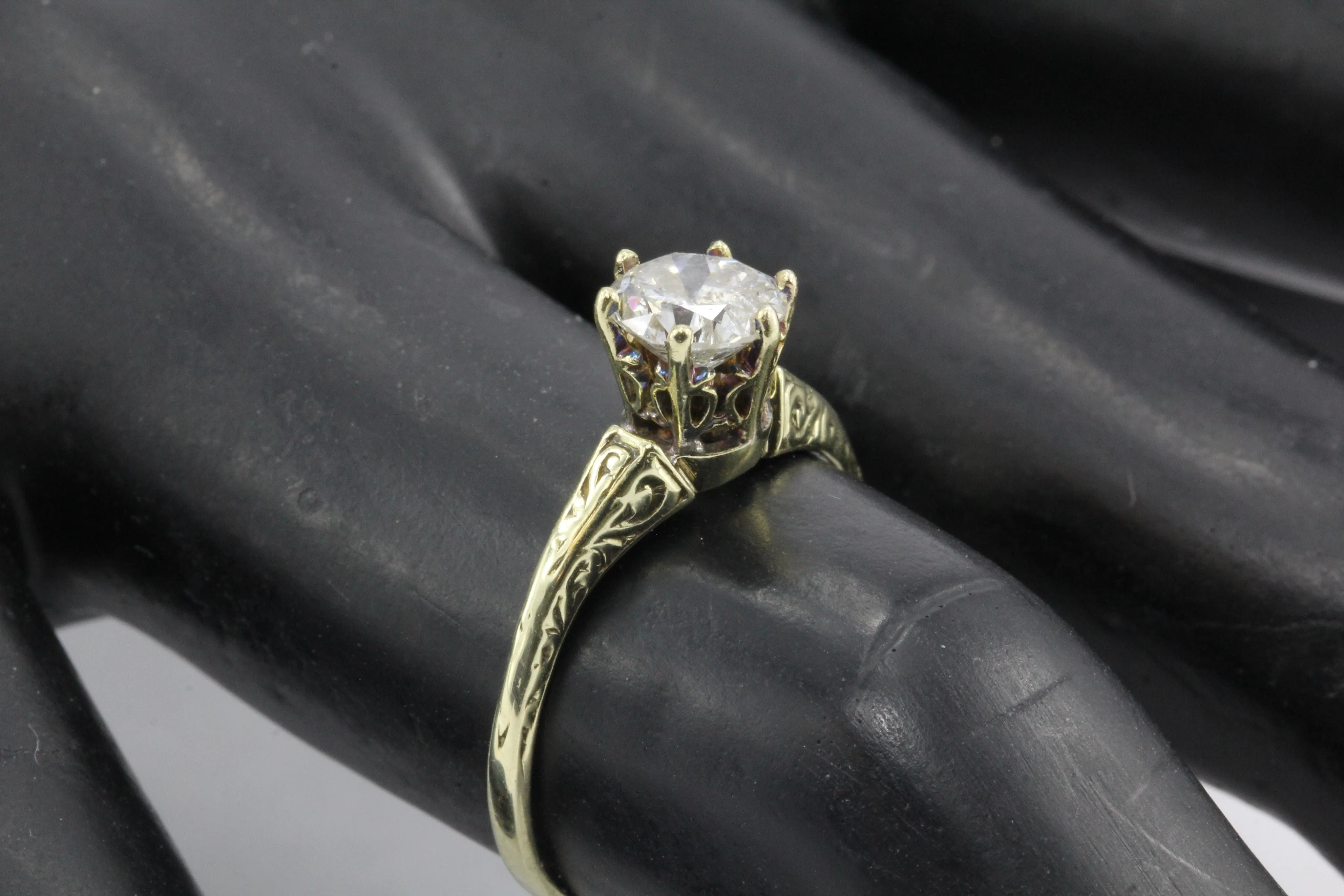 Victorian 14K Gold Old European Cut Diamond Engagement Ring c.1890