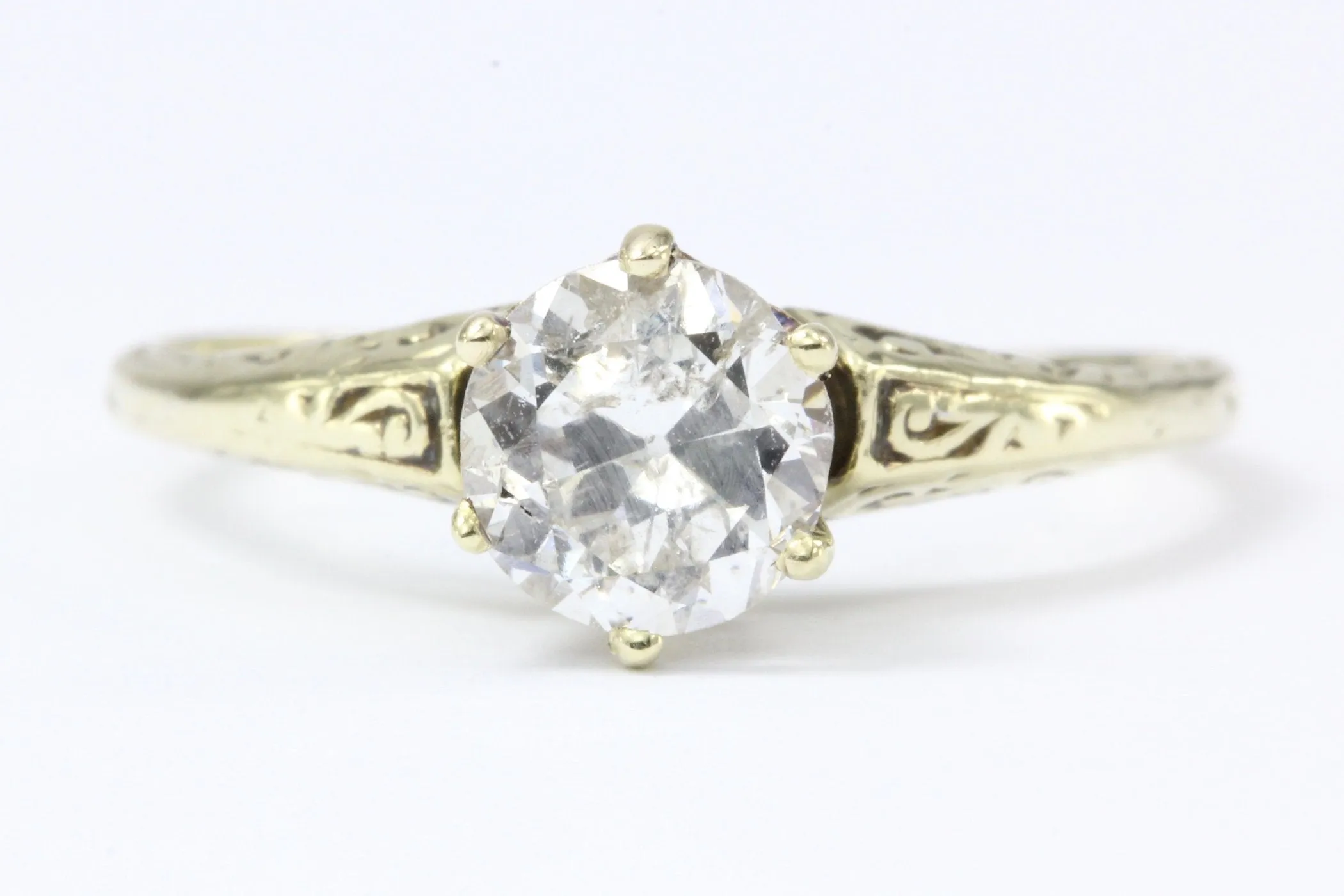 Victorian 14K Gold Old European Cut Diamond Engagement Ring c.1890