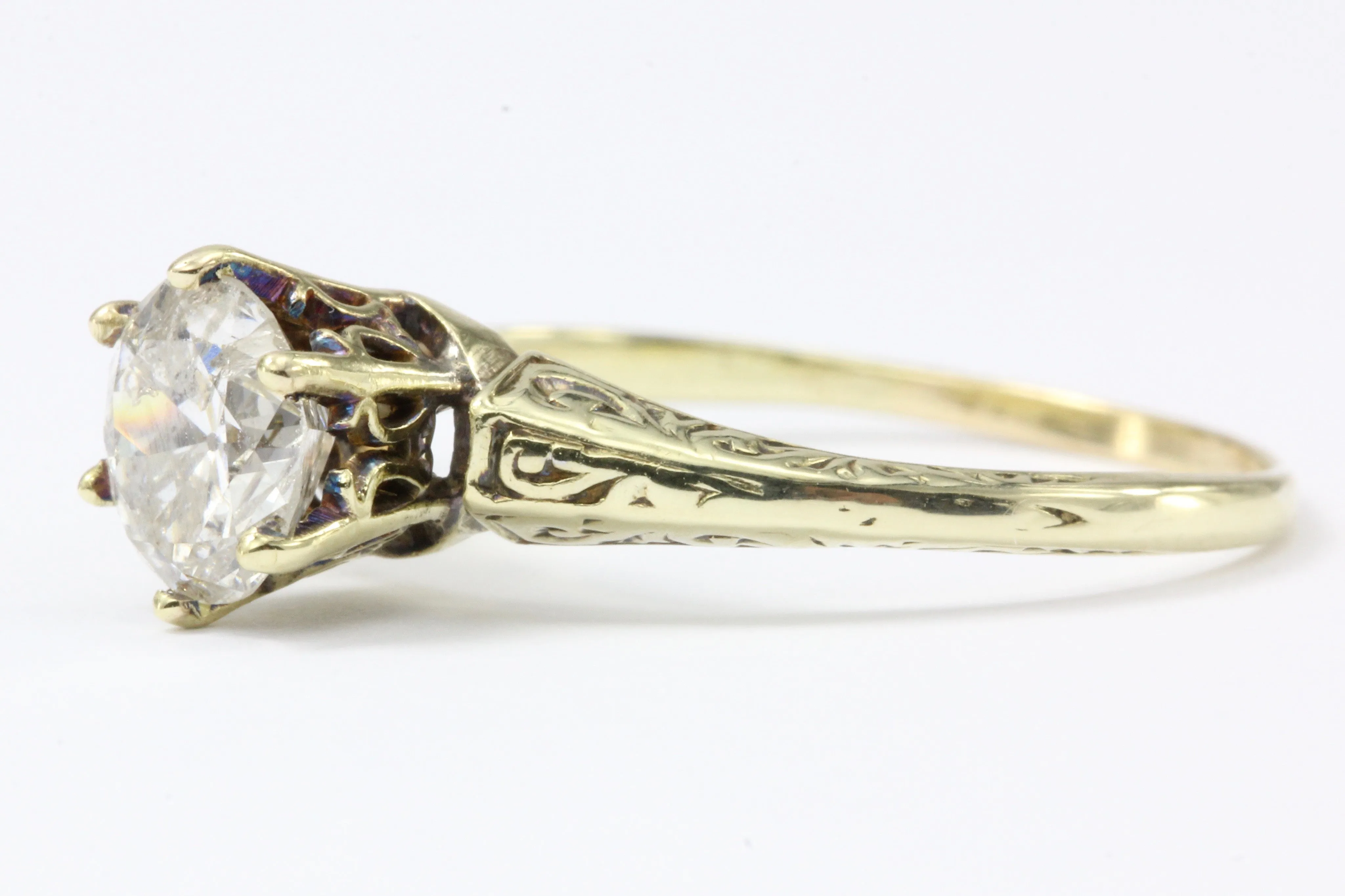 Victorian 14K Gold Old European Cut Diamond Engagement Ring c.1890