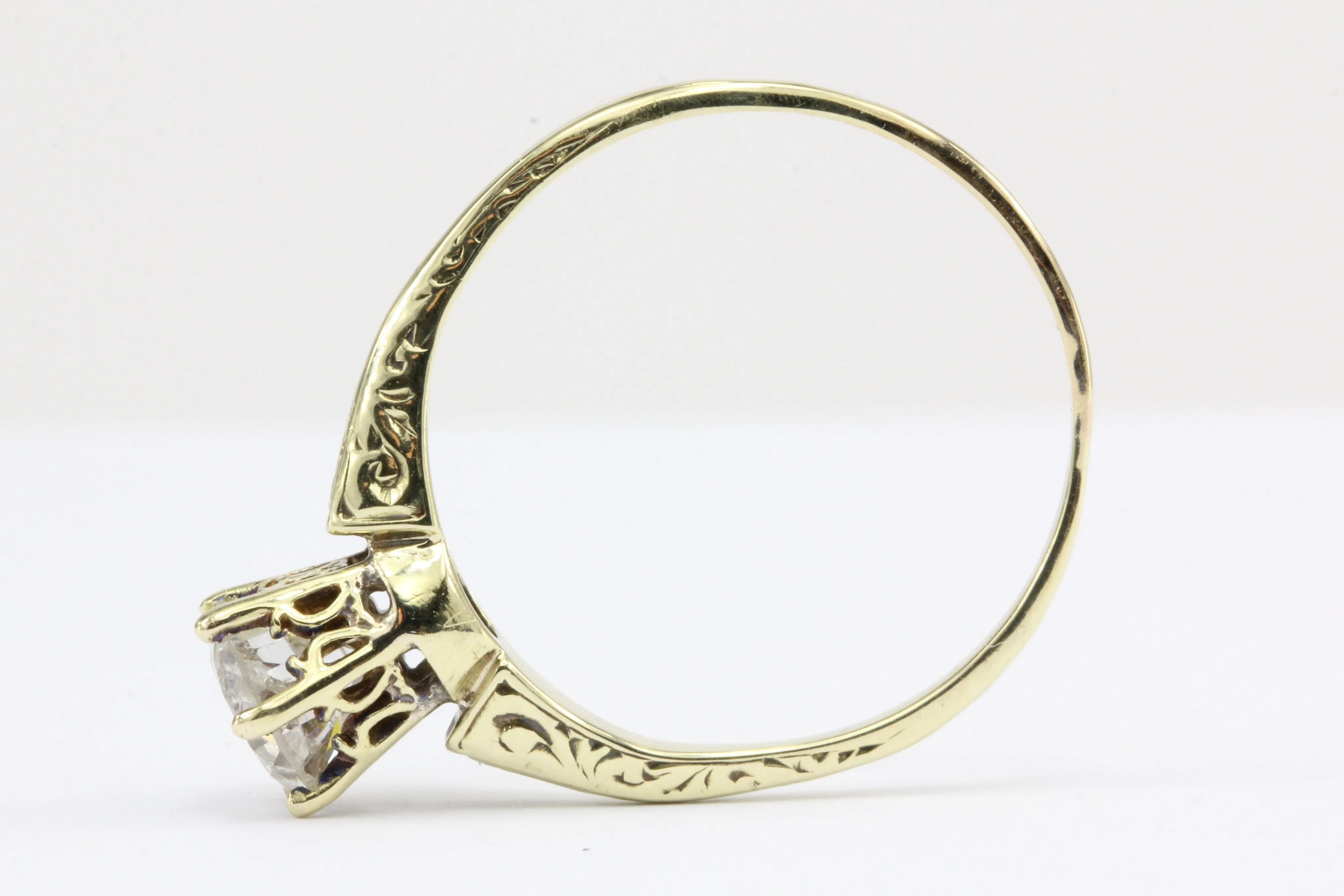 Victorian 14K Gold Old European Cut Diamond Engagement Ring c.1890