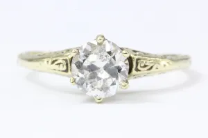 Victorian 14K Gold Old European Cut Diamond Engagement Ring c.1890