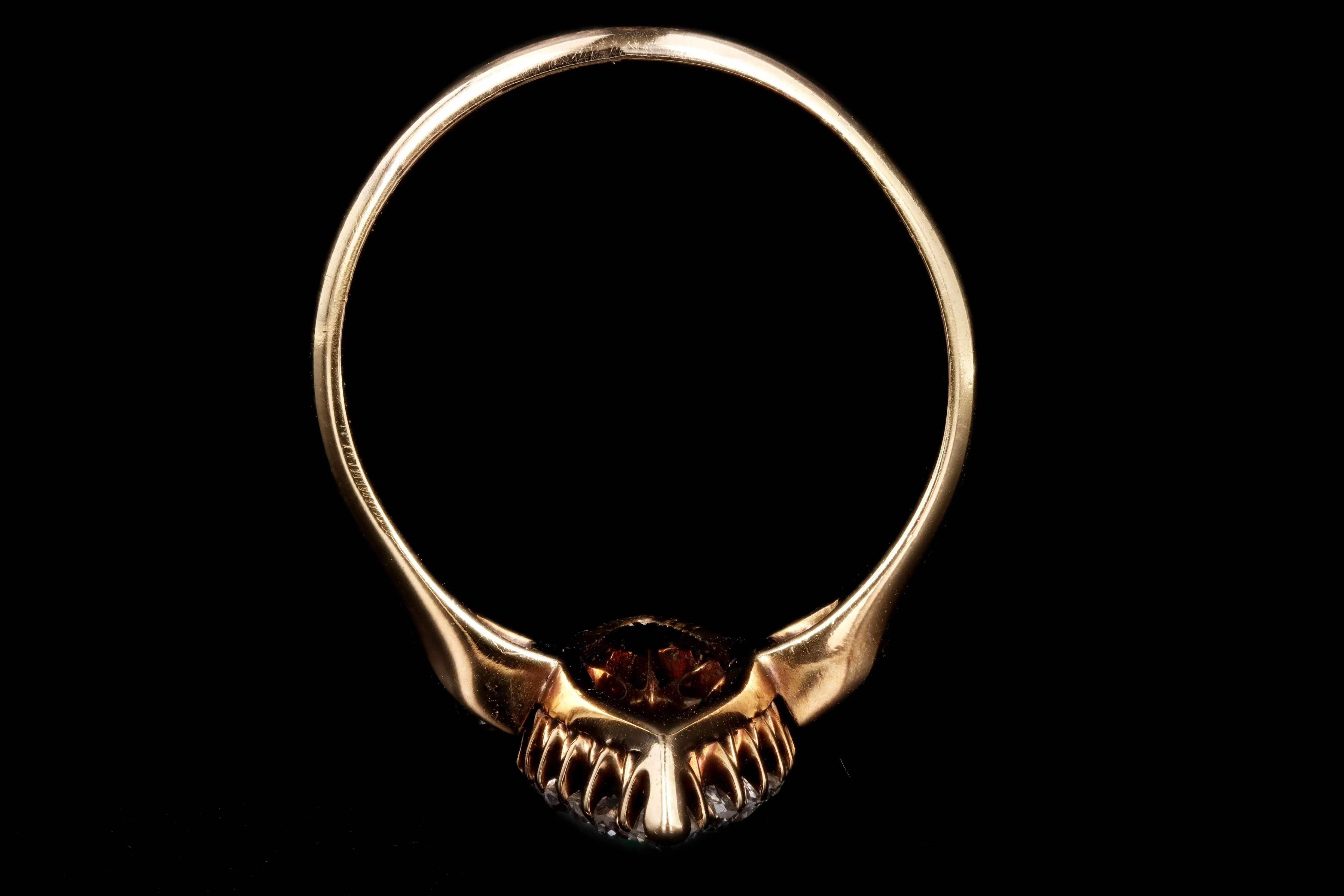 Victorian 14K Rose Gold Turquoise and Diamond Navette Ring