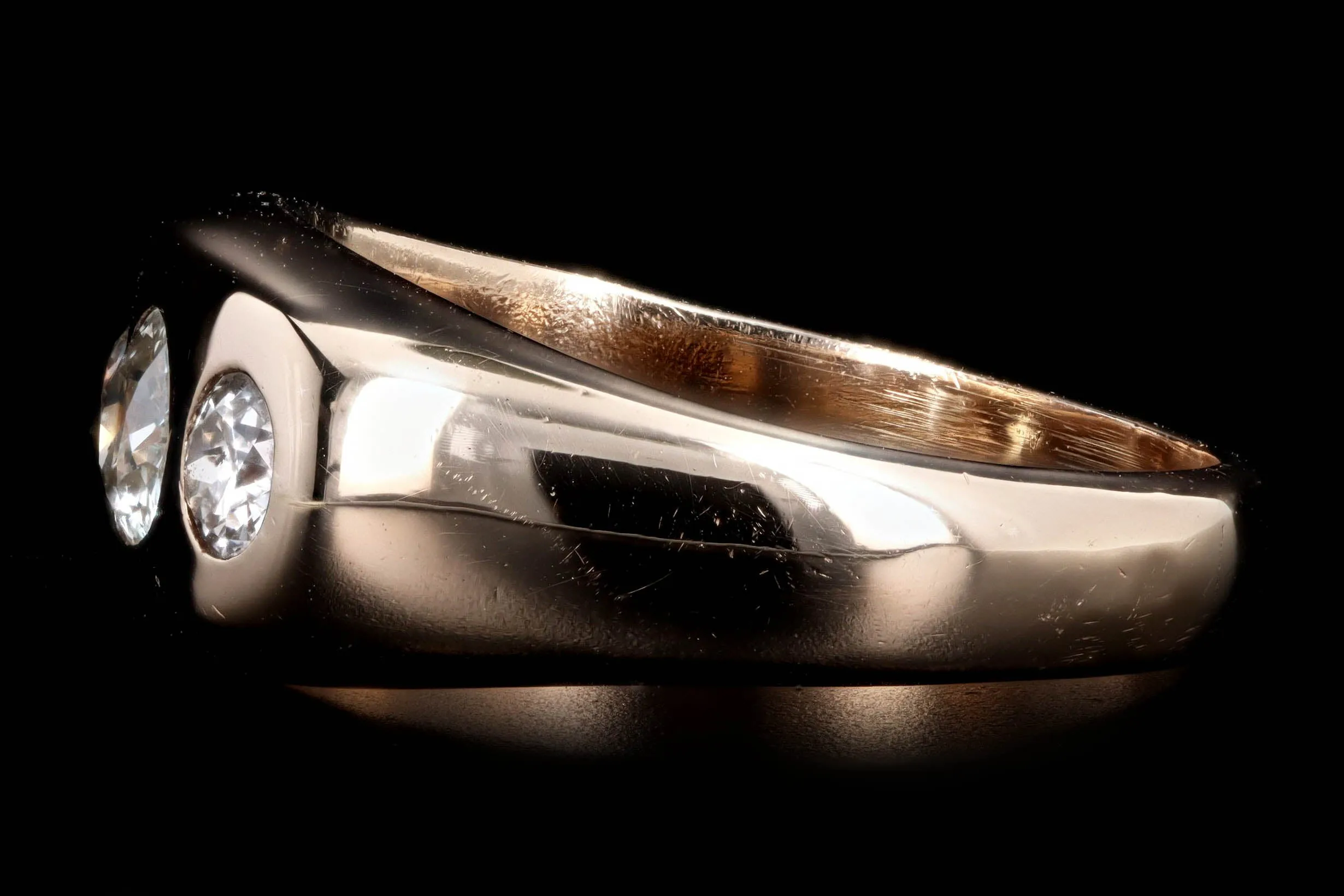 Victorian 14K Yellow Gold 0.50 Carat Total Weight Old European Diamond Gypsy Ring