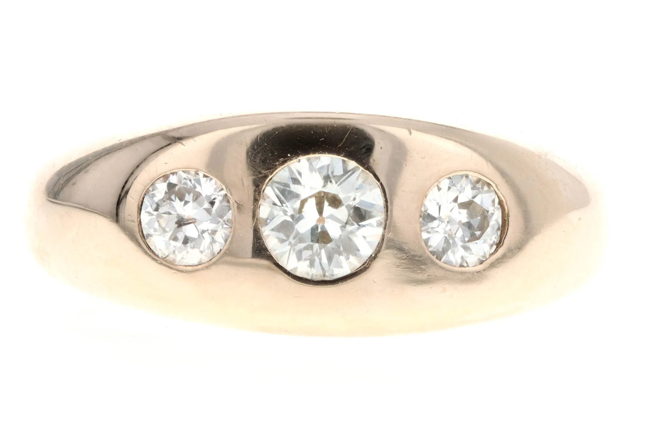Victorian 14K Yellow Gold 0.50 Carat Total Weight Old European Diamond Gypsy Ring