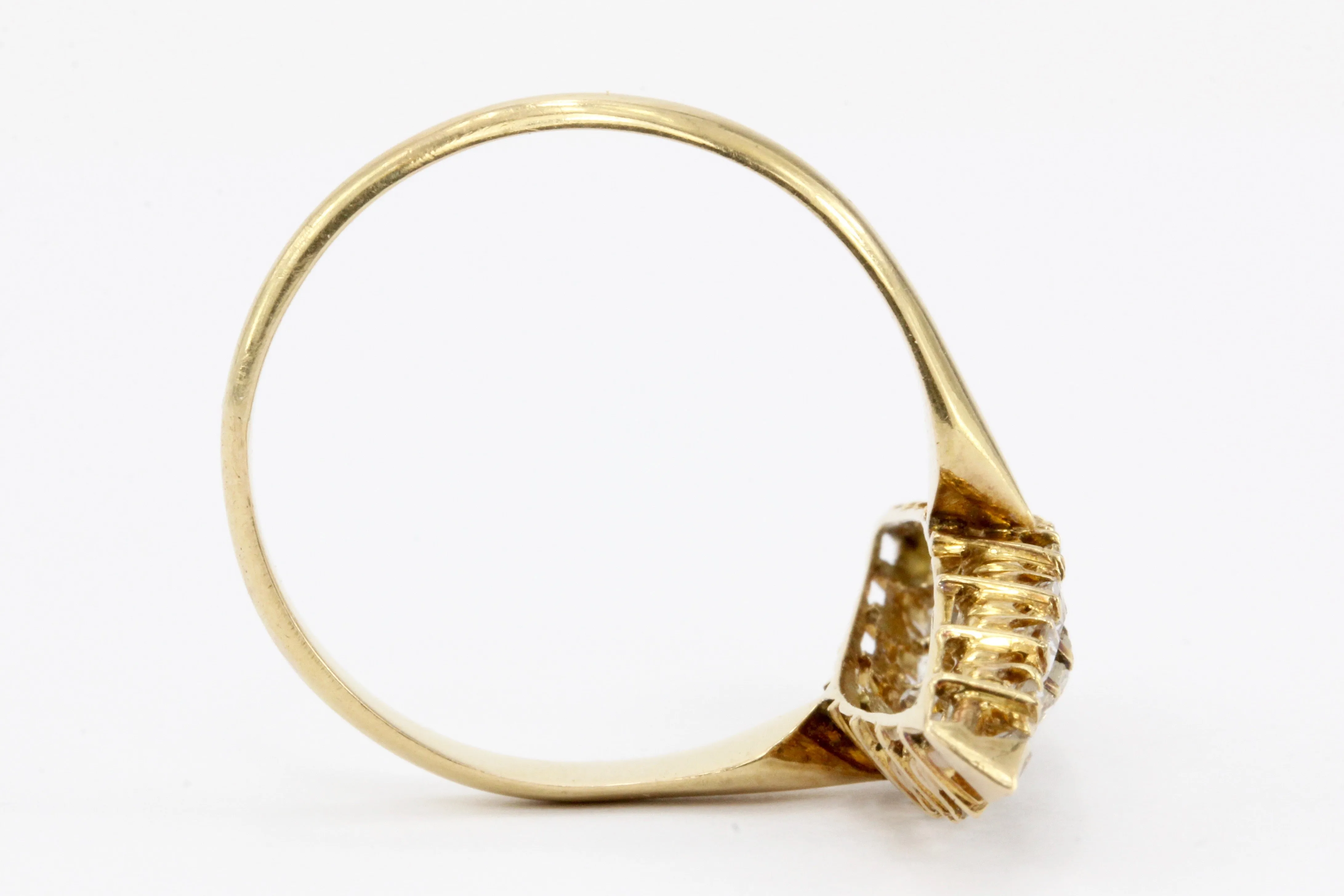 Victorian 18K Gold Old European Cut Diamond Navette Ring c.1890