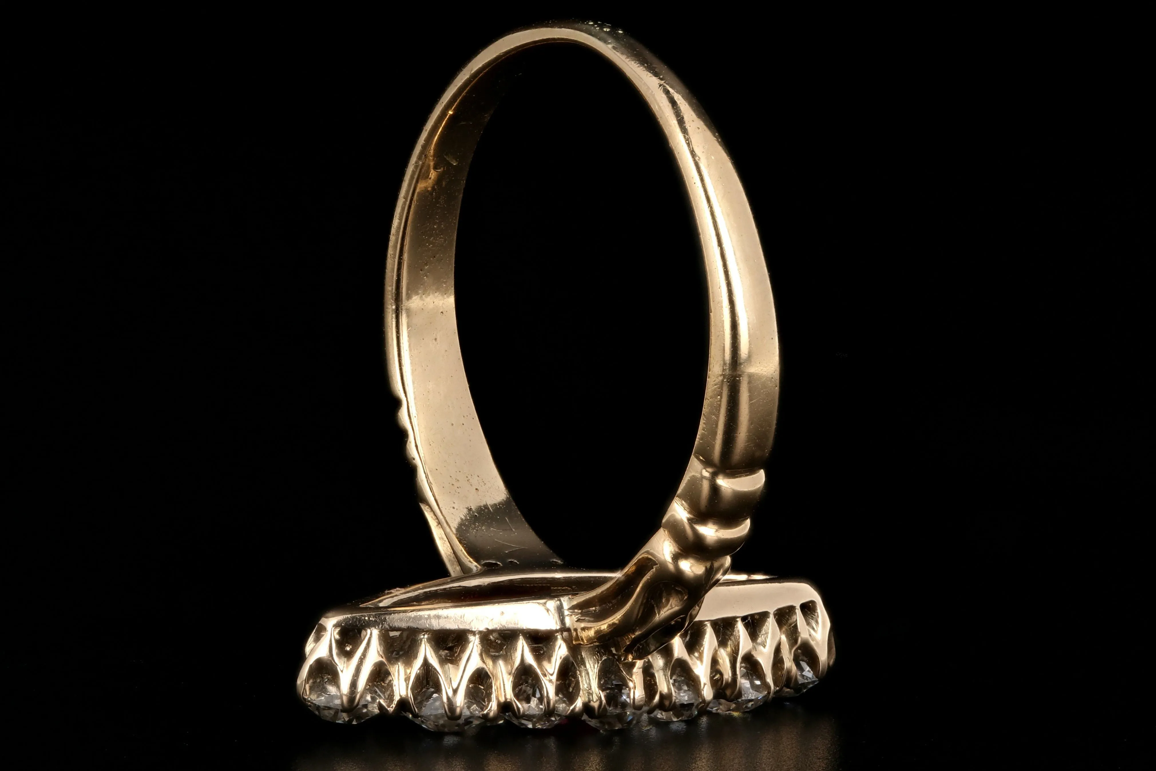 Victorian 18K Yellow Gold Ruby And Diamond Navette Ring