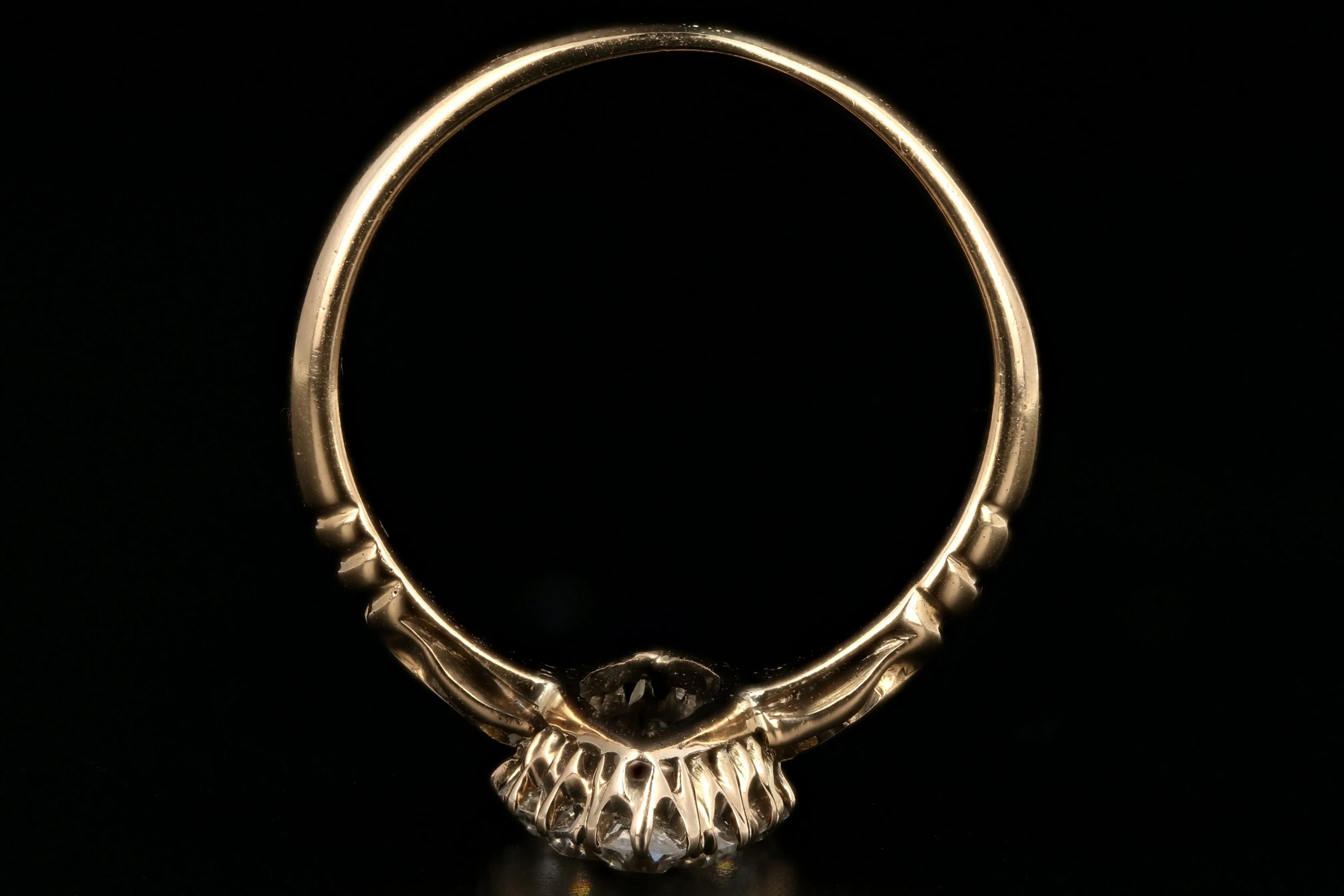 Victorian 18K Yellow Gold Ruby And Diamond Navette Ring